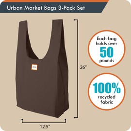 Urban Market Bags - Reusable Shopping Bags, Reusable Bags for Groceries, Versatile Grocery Totes, Reusable Bags W/Drawstring Pack, 26” x 12.5”, Set of 3, Galaxy