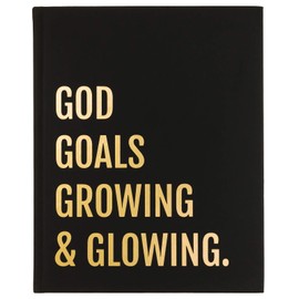 Eccolo Large Lined Journal Notebook, Hardbound Cover, Writing Journal, 256 Ruled White Pages, Ribbon Bookmark, Lay Flat, Desk Size for Work or School, Growing & Glowing (Black, 8x10 inches)