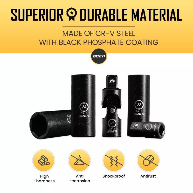 boen 43 Piece Set, Including Drive Deep Impact Socket &