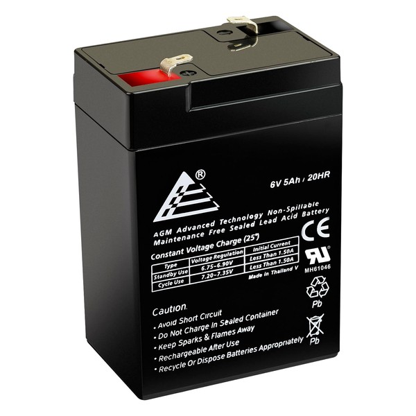 ExpertPower 6V 5AH AGM SLA Rechargeable Battery Replaces 4ah 4.5ah