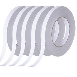 Cinta Doble Cara Poliester transparente Delgada 12 mm x 25 m (5 Rollos),Cinta Doble Cara para manualidades, decoración, artes, bricolaje, ropa.