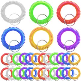 fogman Keyband, Locker, Coil Key Chain, Wrist Key Coil, Multicolor, Set of 30, multicolor