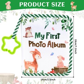 ZOIIWA Baby's My First Family Album Soft Photo Cloth Book Green Leaves My First Book of Photos Baby Memory Album Gift Holds 4x6 Pictures for Babies Newborn Toddler & Kids Baby Shower