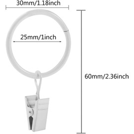 ENTHUR 15 Pcs Curtain Rings with Clips Decorative Drapery Rings Rustproof Vintage 1 Inch Interior Diameter (White)