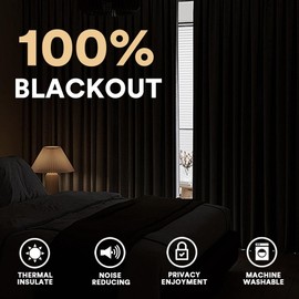 PrinceDeco 100% Black Out Curtains 63 inch Long Linen Blackout Curtains for Bedroom Back Tab and Rod Pocket Living Room Curtains Sound Proof Thermal Insulated Curtains for Window, 2 Panels, Stone