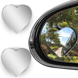 2 Pack Heart Blind Spot Mirrors, Wide Angle Convex Rearview Side Mirrors, Cute Frameless Stick-On Car Accessories for Women, SUVs, and Trucks (2pcs)