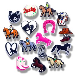 MOKADON 16Pcs Herding Horses Shoe Charms, Shoe Decoration Party Gifts For Boys Girls Kids, Women.