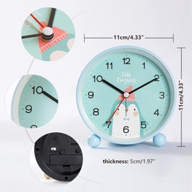 Idota Children's Alarm Clock for Girls Boys, Children's Alarm Clock Light Alarm Clock Without Ticking Learning Alarm Clock Silent No Ticking Light Alarm Clock Gifts for Children Teenagers - Blue