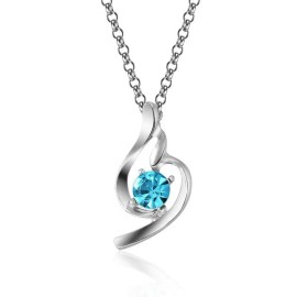 Showfay Dainty Female Zircon Crystal Jewelry Pendant Necklace for Women Luxury Geometry Wedding Chain NecklaceColor: 011-2-36 (sea blue)