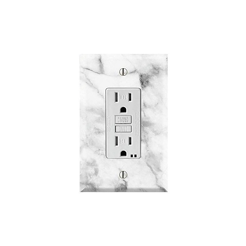 Graphics Wallplates - White Grey Marble Background Print - Single