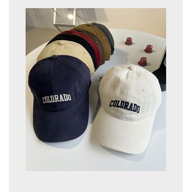 COTIDI Colorado Men's 100% Cotton Baseball Cap Adjustable Hat, gray