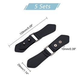 AHANDMAKER 5 Sets PU Leather Cape Clasps Black Toggle Clasps Sew On Sewing Toggle Buttons Metal Buckle Clips Duffle Jacket Buckle Replacement Toggle Buckles for DIY Crafts