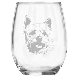 West Highland White Terrier Breed Themed Engraved Stemless Wine Glass, Unique Pet Gift for Westie Mom/Dad, Dog Lover Gifts for Her/Him