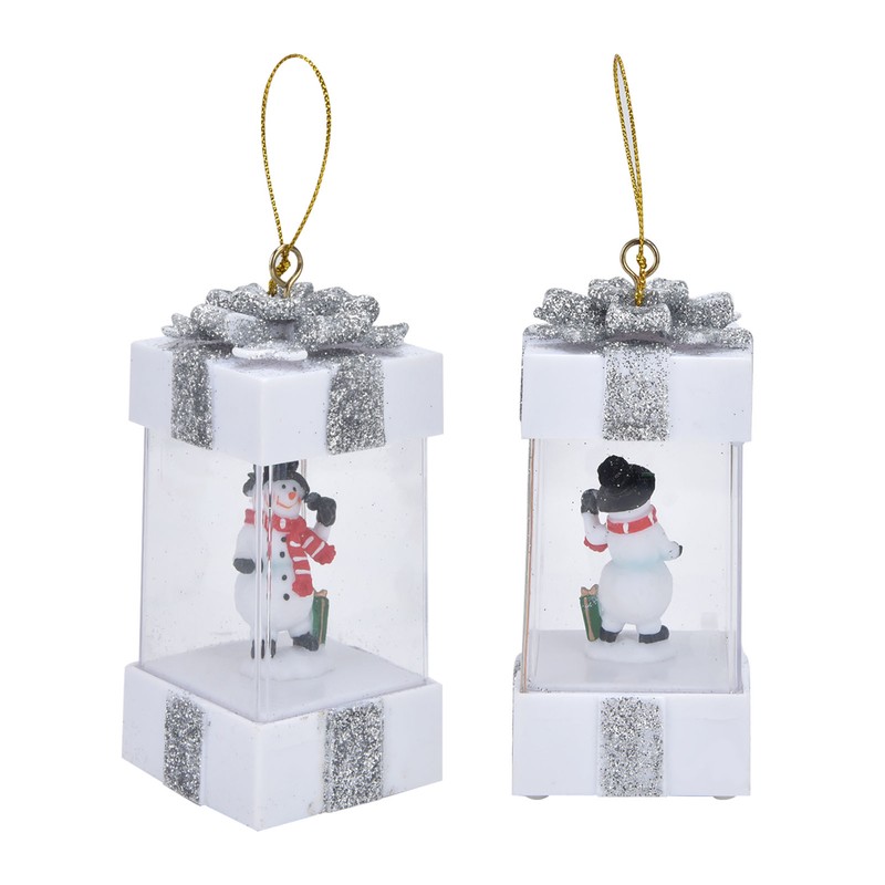 4.7inch Christmas Snowman Scene Hanging Lanterns Battery Operated Lighted Lamp