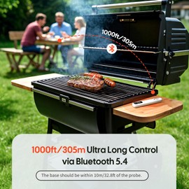 Inkbird INT-11I-B Mini Meat Thermometer Wireless LCD Display Grill Thermometer Bluetooth 5.4 with 305 m Range IP67 Waterproof Roasting Thermometer for Oven Grill Smoker Airfryer Oven