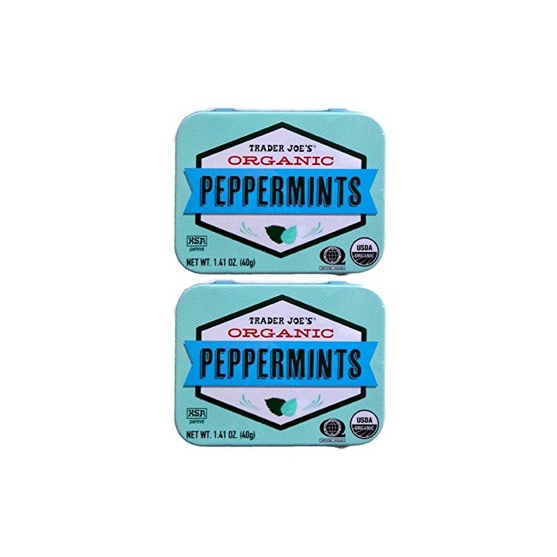 Trader Joe's Organic Peppermints, 1.41 oz Tin (Pack of 2)