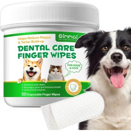 MXCZBSM Dental Care Finger Wipes Dogs/Cats Reduces Plaque & Freshens Breath Teeth, 50ct