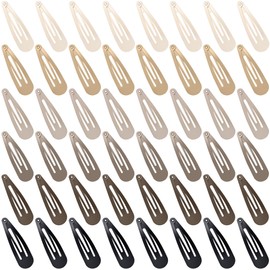 Cptots 48 PCS Small Metal Barrettes For Women Non Slip Water Drop Snap Clips For Thick Thin Fine Hair Classic Accessories,Black Brown Beige,1.97 x 0.5 In
