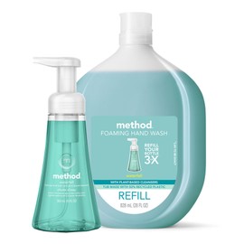 Method Foaming Hand Soap and Handsoap Refill, Waterfall, 10 fl oz. and 38 Fl Oz. (Pack of 2)