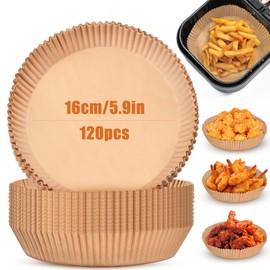 OTraki Air Fryer Round Liners 120PCS, Baking Paper for AirFryer/Paper Inserts for Air Fryer Baskets, Parchment Round for Food, Oil-Proof/Non Stick/Waterproof(6.3in)