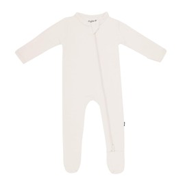 KYTE BABY Footies - Baby Pajama Suit with Zipper Closure, Soft Rayon made from Bamboo - Oat, 12-18 Months