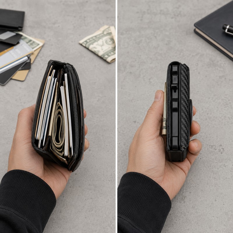 RFID Blocking Carbon Fiber Wallet for Cards and Cash -
