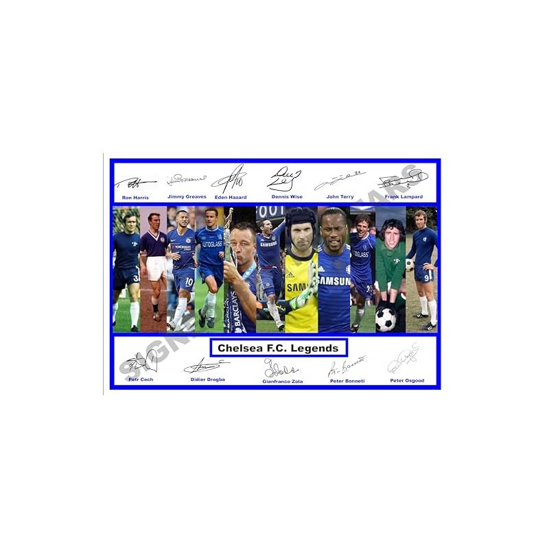 Stunning Quality Chelsea F.C. Legends Signed/Autographed Print. (A4 Print 29.7cm
