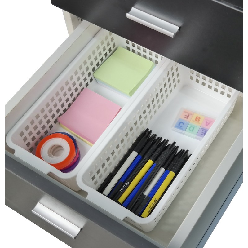 Fiaze 6-Pack Small Plastic Storage Baskets / Trays Organizer, White