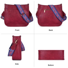 HKCLUF Crossbody Bags for Women Trendy Vegan Leather Hobo Handbags With 2 Adjustable Guitar Strap Crossbody Bucket Purse for Women(Red)