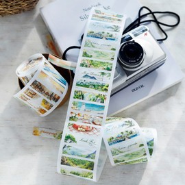 Alideco 6pcs Decorative Adhesive Tapes Travel Scenery Washi Tape Great for Bullet Journal Supplies, Arts, Scrapbook, DIY Crafts, Planners (meiyiduanfengjing)