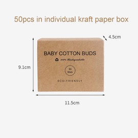Bamboo Safety Baby Cotton Swabs, 100 Count in Two Small Boxes 100% Biodegradable, Gentle, Plastic-free Safety Double Tipped Cotton Buds for Ear Cleaning, Hypoallergenic & Ecofriendly, Suitable for All Ages and Pets