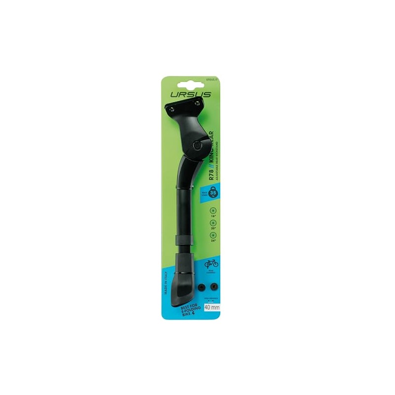 Ursus King Mini Rear 40mm Kickstand, Black, 16" / 20"