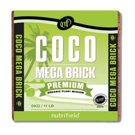 Coco Coir Mega Brick Organic Coconut Coir 11 Pound Coco Fiber Compressed Block Pre Washed Buffered RHP Cert Potting Soil Indoor Outdoor Plant Garden Use Vegetable Flower Seed Starter Mushrooms