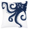 Homey COZY Embroidery Navy Velvet Octopus Throw Pillow Cover,Ocean Blue