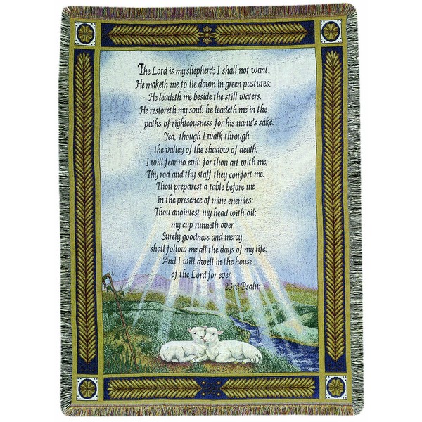 Manual 50 x 60-Inch Tapestry Throw, 23rd Psalm The Lord Is My Shepherd