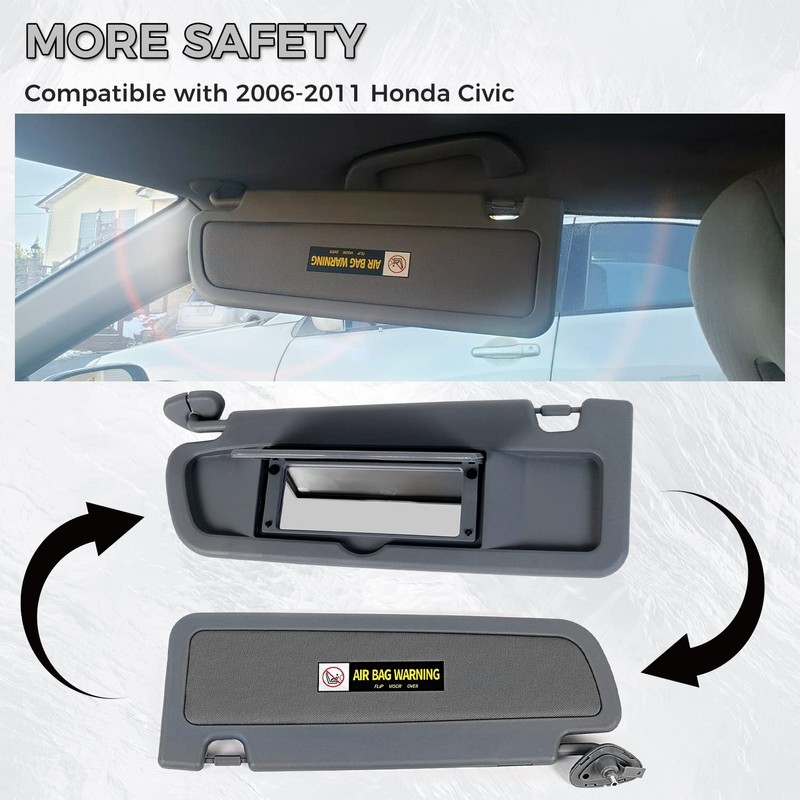 KUAFU Driver Side and Passenger Side Sun Visor Compatible with