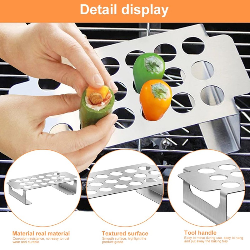 QKDS Jalapeno Grill Rack with Corer Tool, Jalapeno Popper Holder,