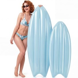2 Pcs Inflatable Surfboard Decorations, Macaron Color Pool Floats, Blow-up Pastel Surfboard for Hawaiian Beach Summer Pool Sea Party Props (Blue,33 Inch,57 Inch)