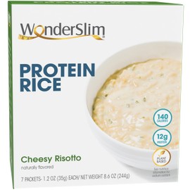 WonderSlim Plant Based Protein Rice Entree, Cheesy Risotto, 12g Protein, 140 Calories, Gluten Free (7ct)