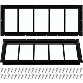 Tandefio 2 Pack 10'' X 29'' Black Basement Garage Door Flush Mount Shed Window with Tempered Glass Household Windows with Srews for Chicken Coop Sheds Barns Playhouse