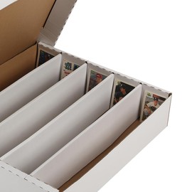 PIT66 Card Storage Box, 5000 Count 5Row Corrugated Cardboard Box Holder Sport Trading Card Storage White Corrugated Paper