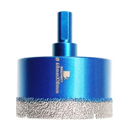 Dry Diamond Core Drill Bit Set,BRSCHNITT 2 3/8 Inch (60mm) Diamond Hole Saw Core Drill Bit with Triangle Shank for Porcelain Tile Ceramic Stone Granite Marble