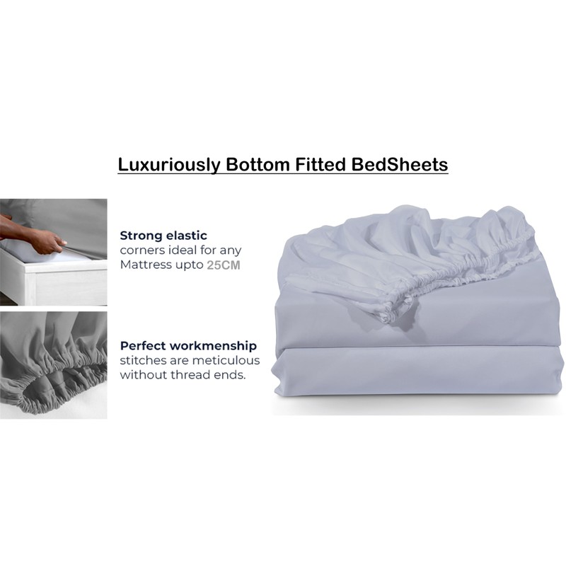 Bottom Fitted Sheets Stretches Up to 25cm Deep Mattress Pocket