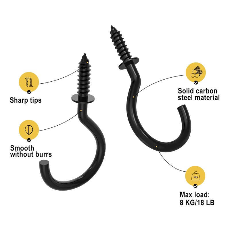 RELBRO Screw Hooks, 1 Inch Metal Screw in Cup Hooks,