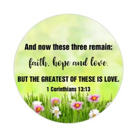 100pcs Round Stickers and Now These Three Remain Faith Hope and Love,But The Greatest of These is Love.1 Corinthians 13 Label Stickers Decals for Card Envelopes Seals Boxes Party Supplies 1.5in