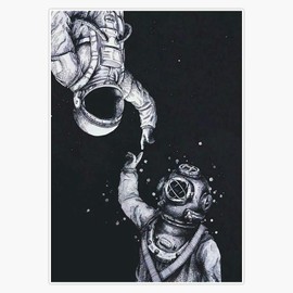 EMC Graphics Astronaut and Diver Sticker Decal Vinyl Bumper Sticker Decal Waterproof 5"