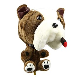Golf Club Head Cover Funny Cartoon Golf Animal Wood Pole Set Suitable for 460 cc (Brown,Bulldog)