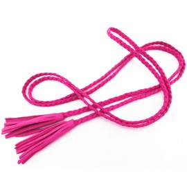 Nanxson Women Belt Waist Woven Chain Tassel Rope Belt Knitted for Dress Coat Shirt PDW0042 pink