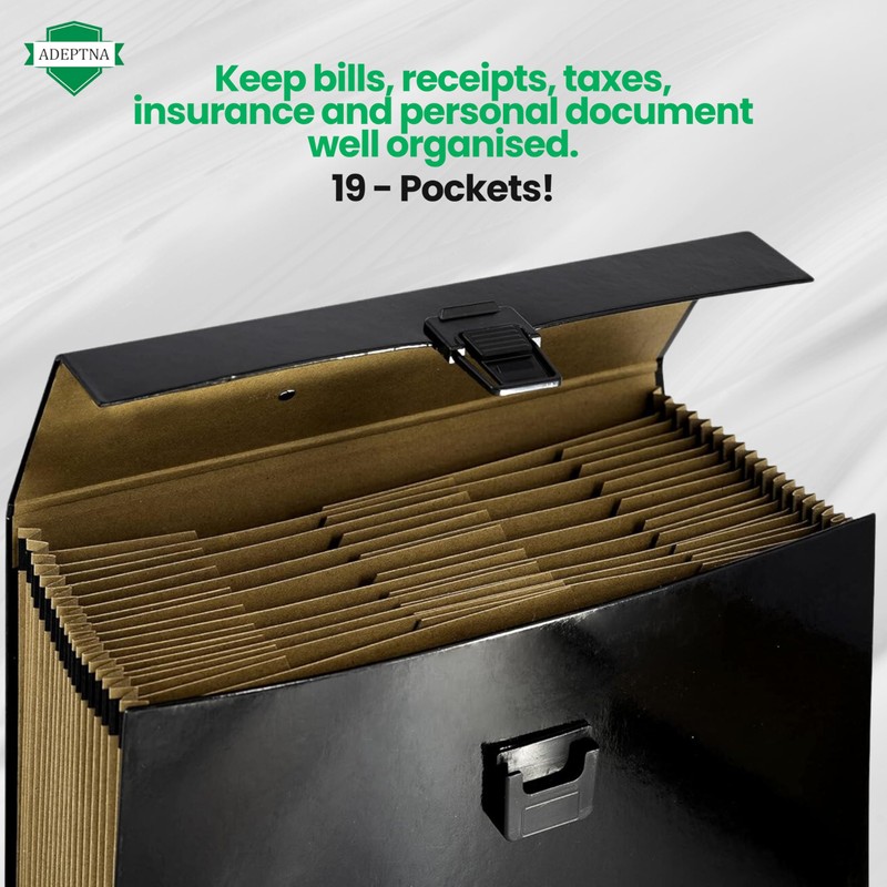 ADEPTNA Highly Durable 18 Pocket Expanding Box File Organiser A4