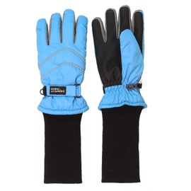 SnowStoppers Kid's Waterproof Long Cuff Winter Gloves (Sky Blue, Large)